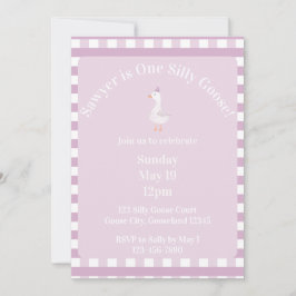 Silly Goose 1st Birthday Invitation (Pink) Inbjudningar