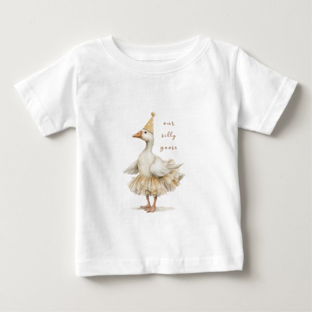 Silly Goose 3-årsdag Gul Akvarell T Shirt (Framsida)