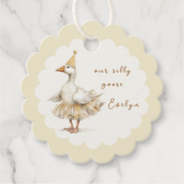 Silly Goose 3rd Birthday Yellow Watercolor Gåvor Etiketter