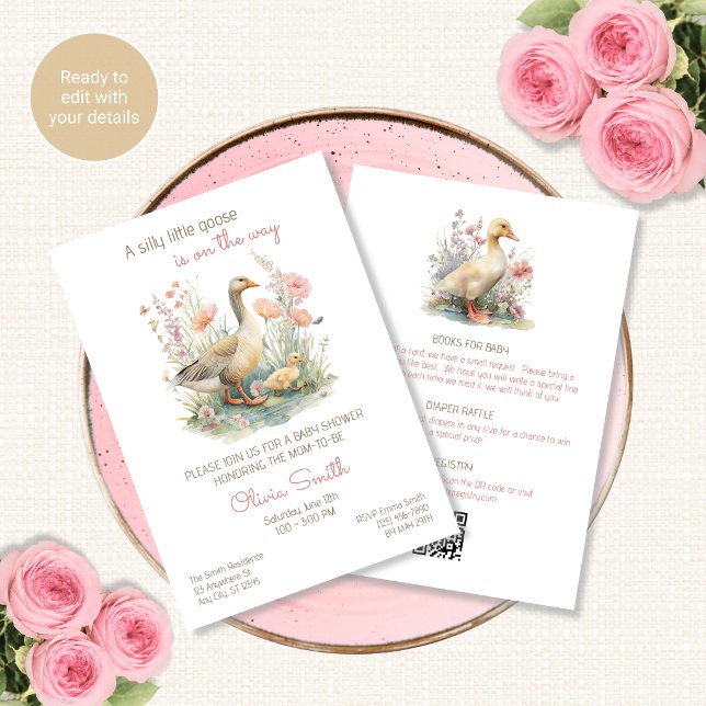 Silly Goose All in One QR Code Shower Invitation Inbjudningar (Skapare uppladdad)