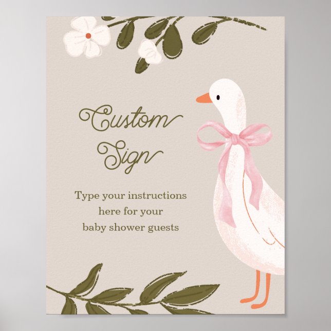 Silly Goose Baby Shower Custom Tabletop Sign Poster (Framsidan)