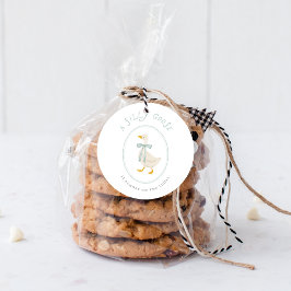 Silly Goose Baby Shower Label Circle Sticker Runt Klistermärke