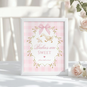 Silly Goose Bebisar är söta Rosa Rutiga Poster