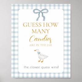 Silly Goose Blå Baby Shower Gissa Hur Många  Poster