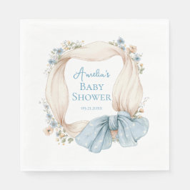 Silly Goose Blå Blommiga Baby Shower Servetter