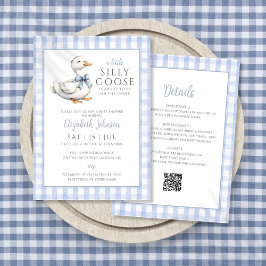 Silly Goose Blå Pojke Baby Shower Allt I Ett Inbjudningar