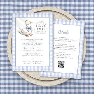 Silly Goose Blå Pojke Baby Shower Allt I Ett Inbjudningar