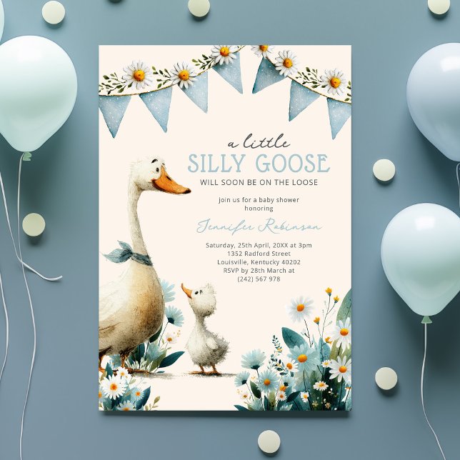 Silly Goose Blå Pojke Baby Shower Inbjudningar (Skapare uppladdad)