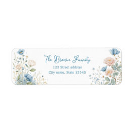 Silly Goose Blue Botanical Return Address Label Returadress Etikett
