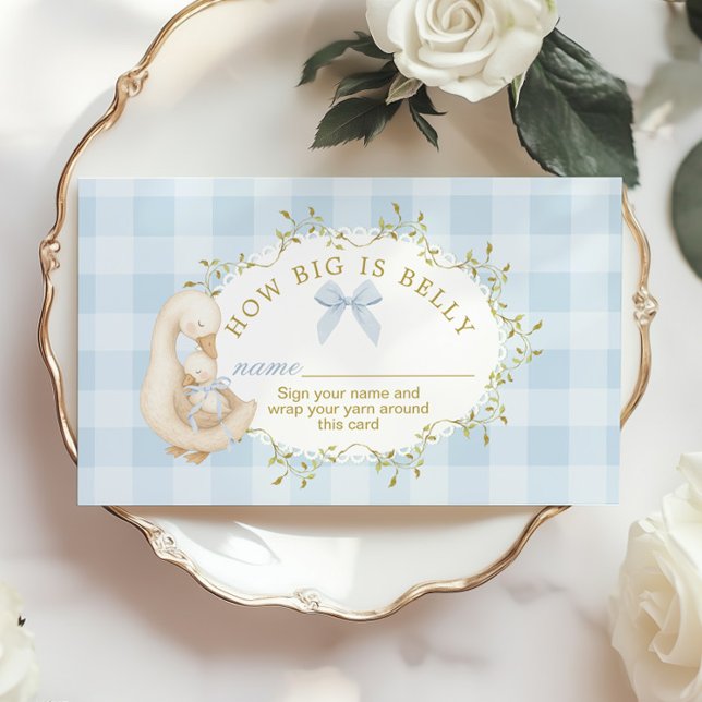 Silly Goose Blue Bow Gingham How big is belly Tilläggskort (Skapare uppladdad)