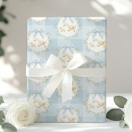 Silly Goose Blue Bow Whimsical Preppy Gingham Presentpapper