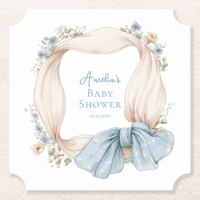 Silly Goose Blue Floral Paper Coaster Underlägg Papper (Framsida)