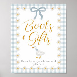 Silly Goose Blue Gingham Baby Shower Gift Table Poster