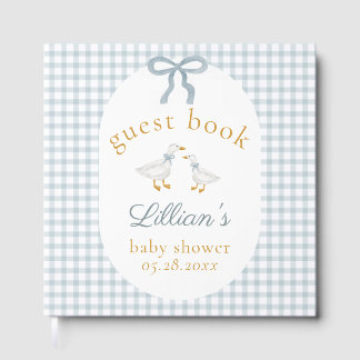 Silly Goose Blue Gingham Baby Shower Guest Book Gästböcker