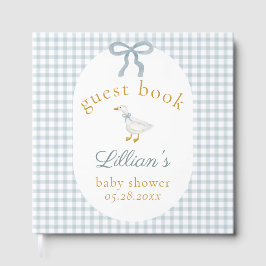 Silly Goose Blue Gingham Baby Shower Guest Book Gästböcker