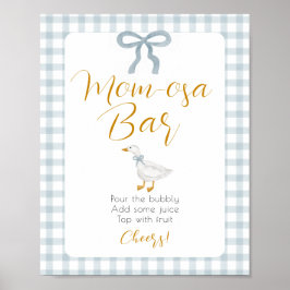 Silly Goose Blue Gingham Baby Shower Mimosa Sign Poster