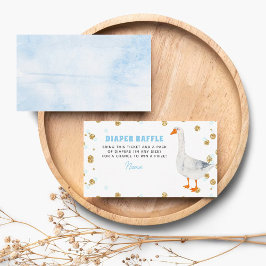 Silly Goose Blue Watercolor Baby Shower Diaper Tilläggskort