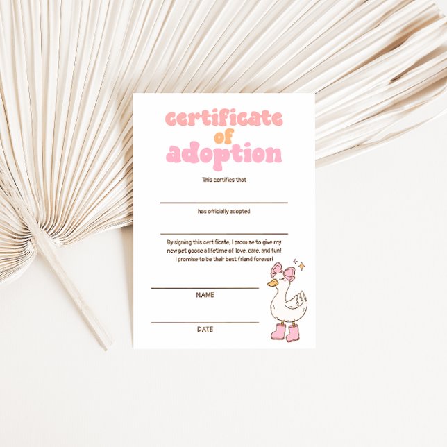 Silly Goose Certificate of Adoption Inbjudningar (Skapare uppladdad)