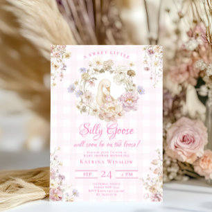 Silly Goose Coquette Rosa Bow Tjej Baby Shower Inbjudningar