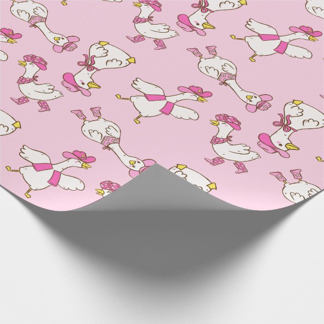 Silly Goose Cowboy Cowgirl Pink Gift Presentpapper (Hörn)