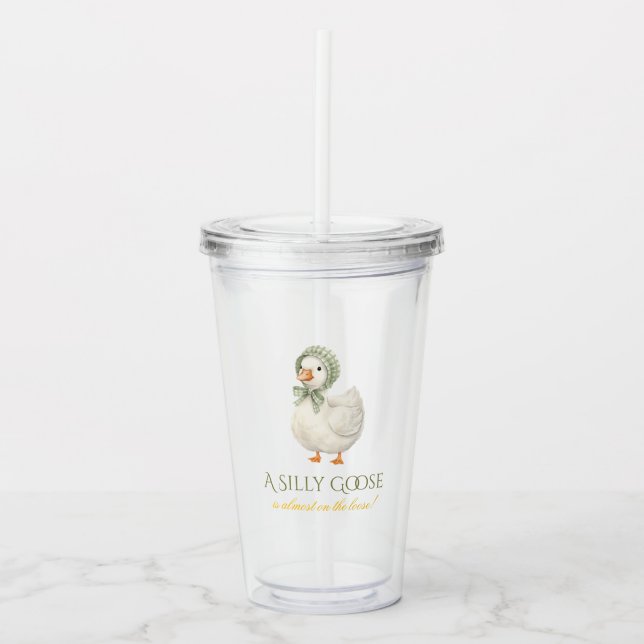 Silly Goose Daisy Sage Green Neutral Baby Shower Take Away Mugg (Framsida)