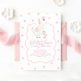 Silly Goose Elegant Rosa Flicka Bebis Shower Inbjudningar