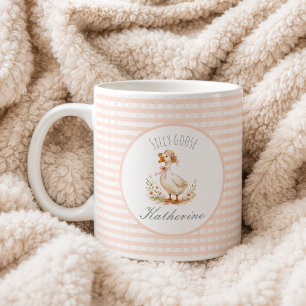 Silly Goose Elegant Rosa Flickor Anpassat Namn Kaffemugg