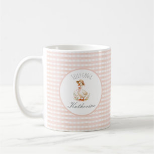 Silly Goose Elegant Rosa Flickor Anpassat Namn Kaffemugg