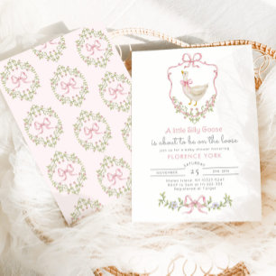 Silly Goose fantasifulla Rosa Rosett Babyflicka sh Inbjudningar