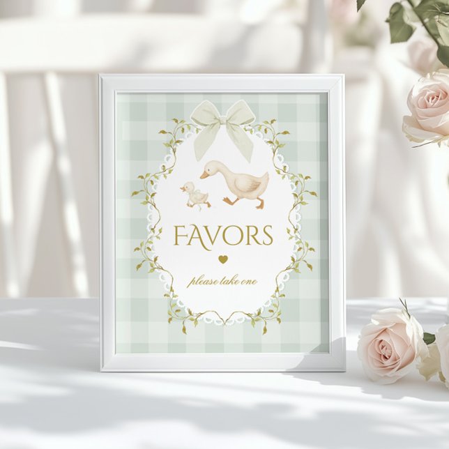 Silly Goose Favors Sage Gingham Baby Shower Poster (Skapare uppladdad)