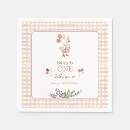 Silly Goose First Birthday Brown Pappersservett