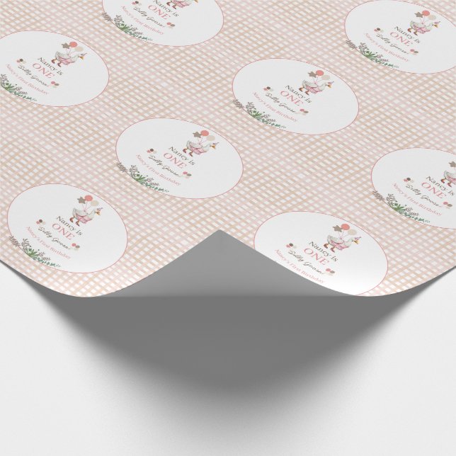 Silly Goose First Birthday Brown Presentpapper (Hörn)