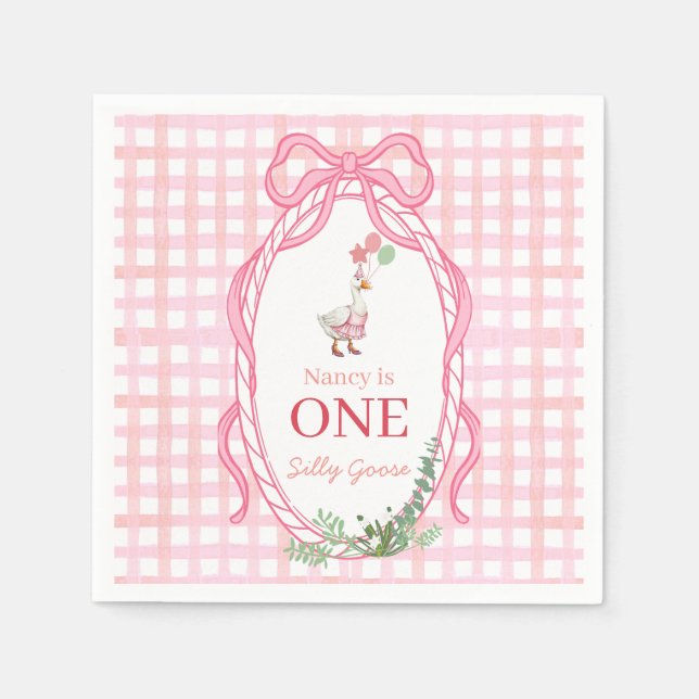 Silly Goose First Birthday Pink  Pappersservett (Framsidan)