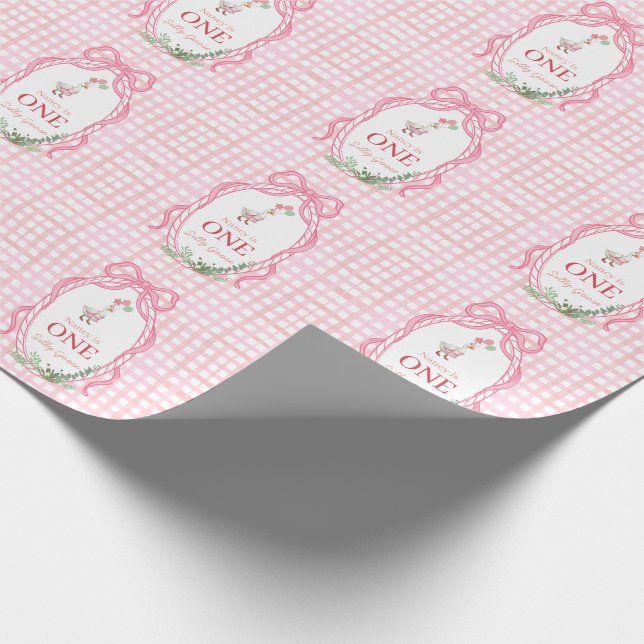 Silly Goose First Birthday Pink  Presentpapper (Hörn)
