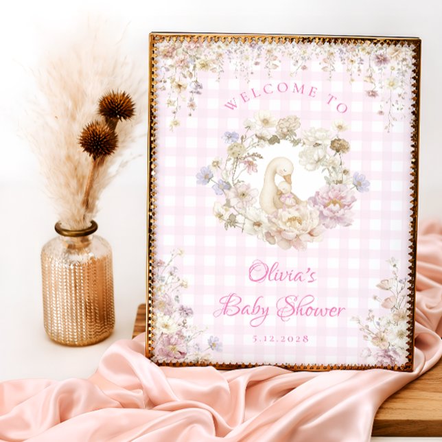 Silly Goose Floral Gingham Baby Shower Welcome Poster (Skapare uppladdad)