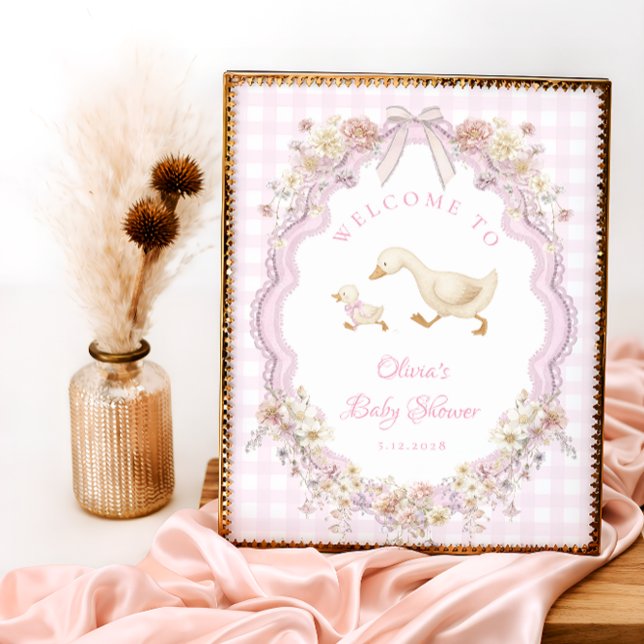 Silly Goose Floral Girl Baby Shower Welcome Poster (Skapare uppladdad)
