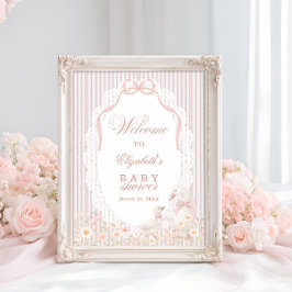 Silly Goose Flower Lace Girl Baby Shower Welcome Poster
