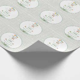 Silly Goose Första Födelsedag Grön Presentpapper