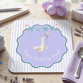 Silly Goose Första Födelsedag Lavendel Pojke Fest Underlägg Papper Kvadrat
