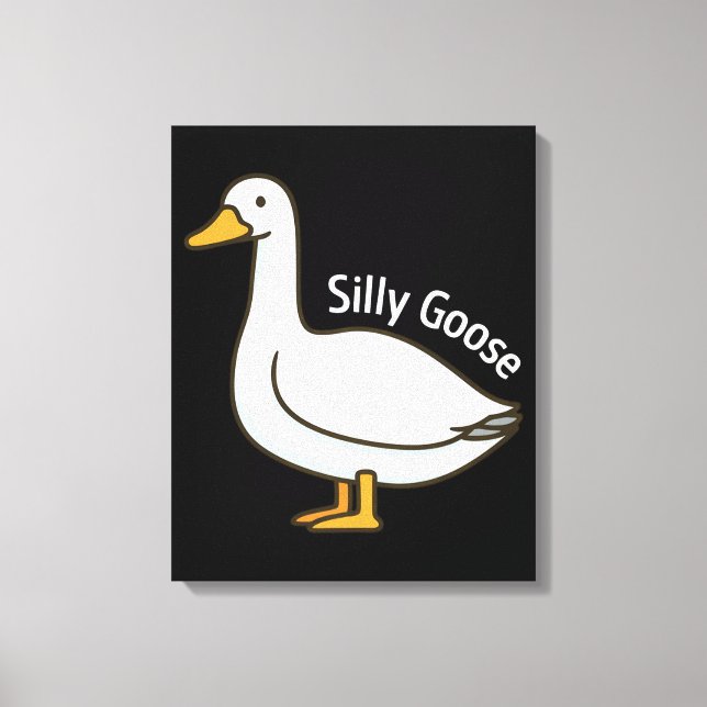 Silly Goose Funny Cartoon Goose Canvastryck (Framsida)