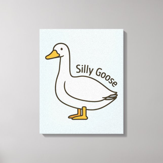 Silly Goose Funny Cartoon Goose Canvastryck (Framsida)