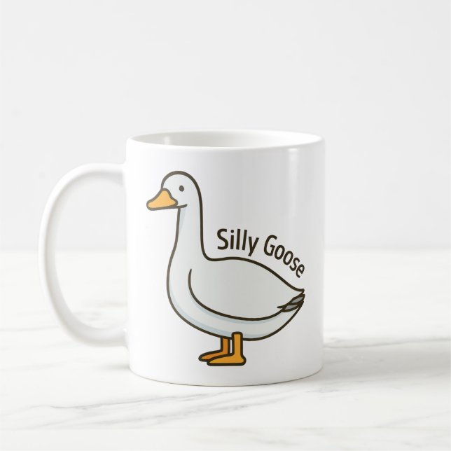 Silly Goose Funny Cartoon Goose Kaffemugg (Vänster)