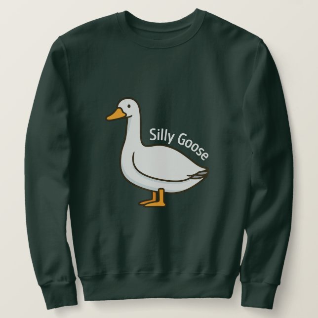 Silly Goose Funny Cartoon Goose Lång Ärmad Tröja (Design framsida)
