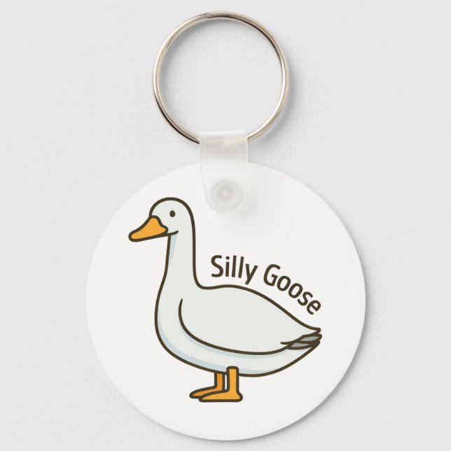 Silly Goose Funny Cartoon Goose Nyckelring (Framsida)