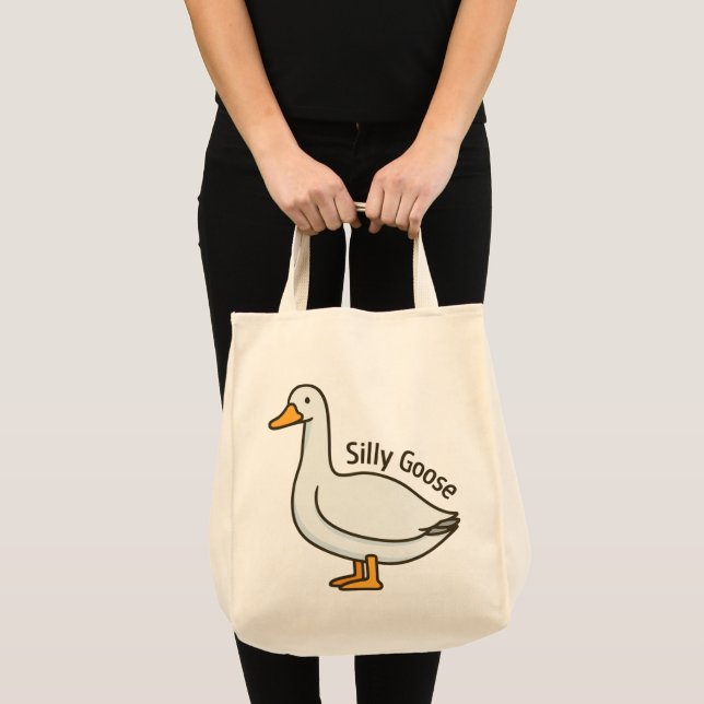 Silly Goose Funny Cartoon Goose Tygkasse (Framsida (produkt))