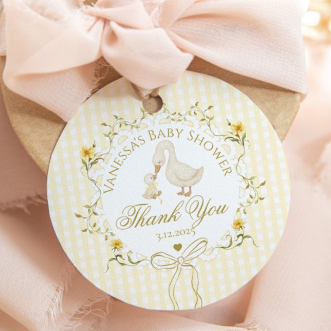 Silly Goose Gender neutral Gingham Thank you Gåvor Etiketter (Skapare uppladdad)