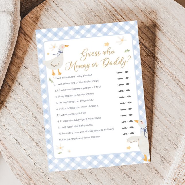 Silly Goose Gingham Baby Shower Guess Who Game (Silly Goose Baby Shower Game)