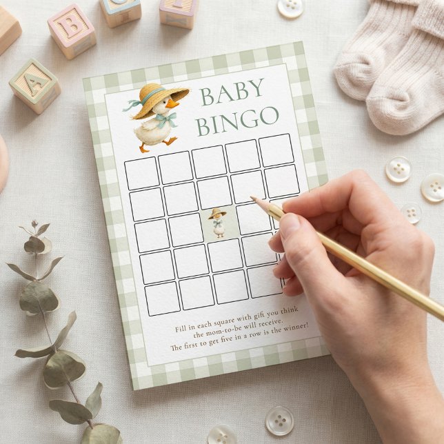 Silly Goose Gingham Bingo Baby Shower Game Card Inbjudningar (Skapare uppladdad)
