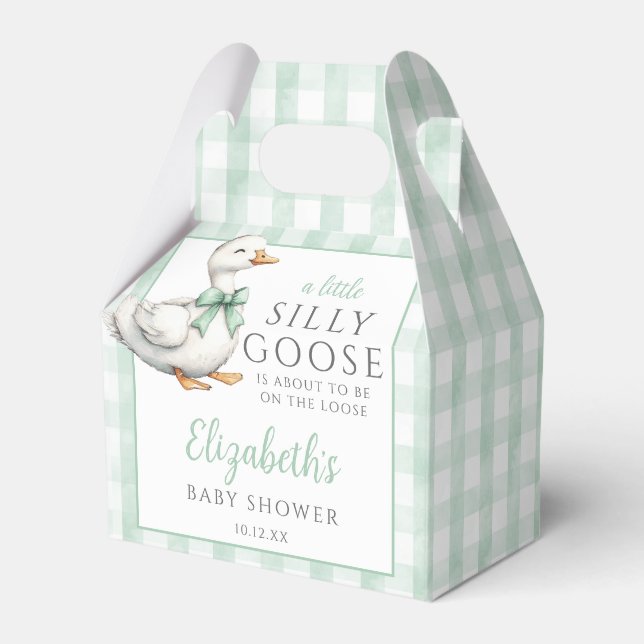 Silly Goose Gingham Gender Neutral Baby Shower Presentaskar (Framsidan Sidan)