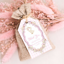 Silly Goose Gingham Girl  Baby Shower Thank You Presentetikett